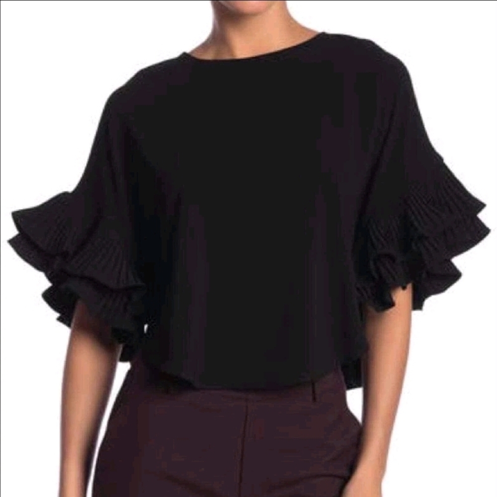 Elegant Black Ruffle Sleeve Top